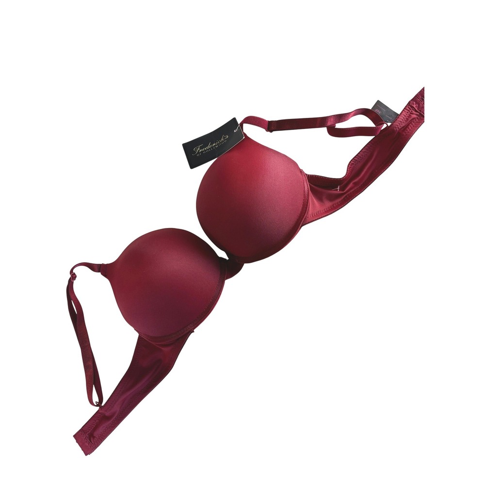NEW Fredericks of Hollywood Krystal Push Up Bra Syrah Wine Red 34B X220-2919